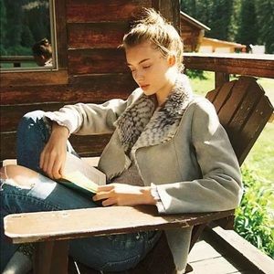 NWT Anthropologie Faux Fur Suede Reversible Moto Jacket